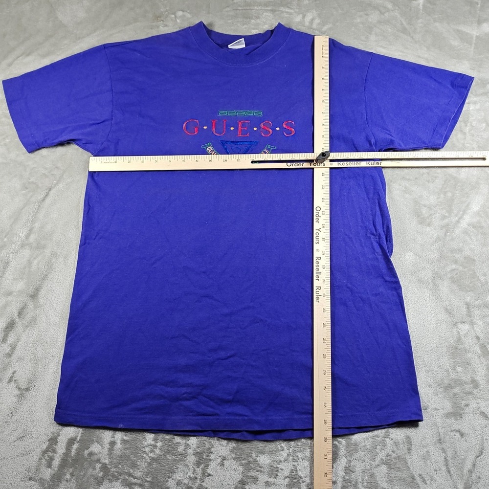 Vintage Guess Shirt Men Large Purple 90s Embroidered Quality Style Single Stitch - Picture 8 of 9